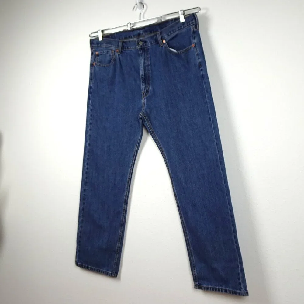 Levi's 505 Straight Leg Jeans Men's Size 42x32 Blue Denim Cotton